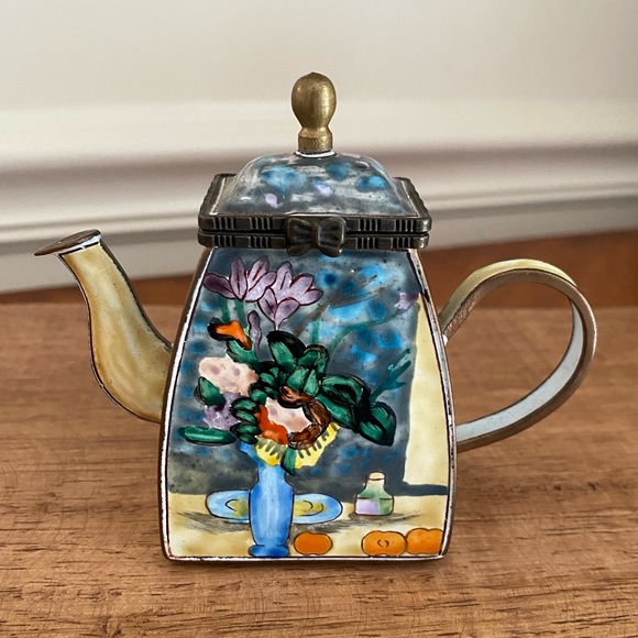 Kelvin Chen Accents Kelvin Chen 20 Enameled Cooper Teapot Trinket